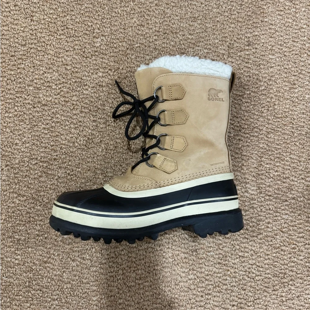 SOREL Women’s Caribou Tan and Black Winter Waterproof Boots - Size 7.5 - Picture 5 of 5